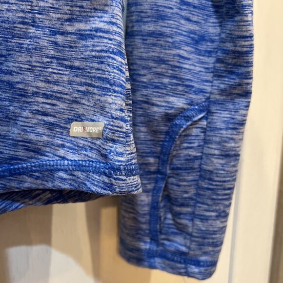 Danskin Now Semi-fitted M 8-10 1/4 Zip LS Blue Running Shirt Thumbhole Stretch - Picture 5 of 9